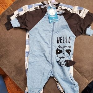 NWT Gerber Baby 3pk Sleep N' Play Pajamas